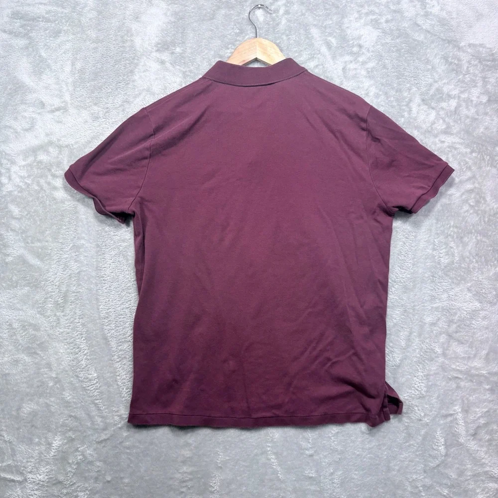 Polo Ralph Lauren Polo Shirt Mens Large Burgundy Custom Slim Fit Short Sleeve